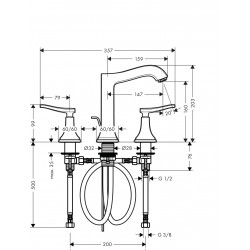 Hansgrohe Mélangeur lavabo 160 Metropol poignées manettes vidage chromé/or Kobleo