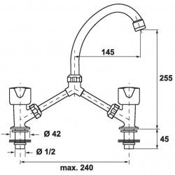 Sandri Mélangeur 2 trous réglables 110 à 240 mm Kobleo