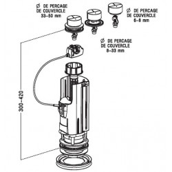 Nicoll Mécanisme WC Double touche Universel 702116 Nicoll Kobleo