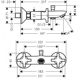Hansgrohe Mélangeur bain/douche Logis Classic chromé Hansgrohe Kobleo