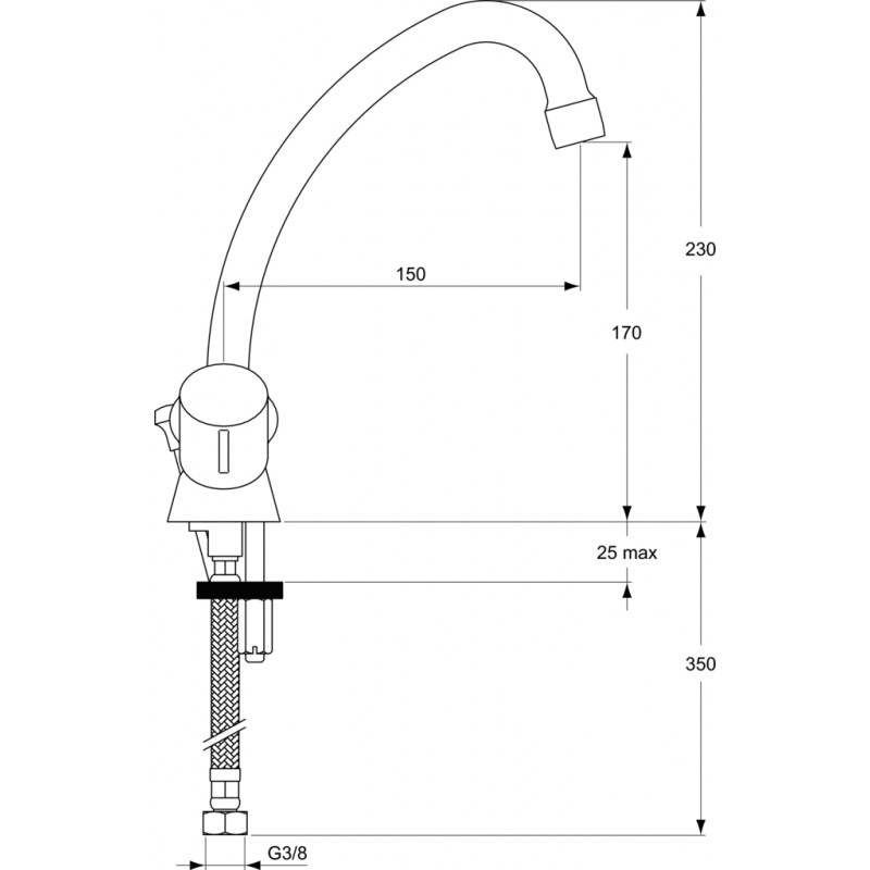 Ideal standard Mélangeur lavabo monotrou Ulysse C Tête ½ clapet guidé bec orientable Kobleo Ideal standard Mélangeur lavabo monotrou Ulysse C Tête ½ clapet guidé bec orientable Kobleo