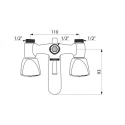 Delabie Mélangeur bain-douche corps en laiton chromé M1/2 entraxe 110 mm Kobleo Delabie Mélangeur bain-douche corps en laiton chromé M1/2 entraxe 110 mm Kobleo