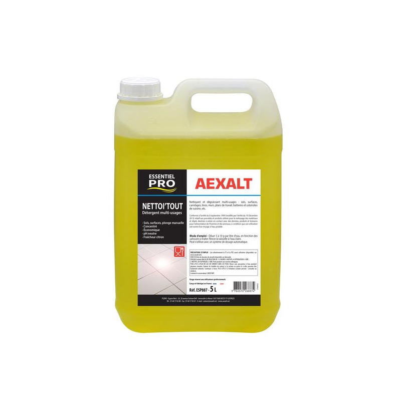 Aexalt Nettoi'tout Détergent multi-usages Essentiel PRO parfum citron 5 L Kobleo