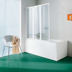 Samo Pare-bain trois panneaux repliables 137-139cm Ht135cm profilé blanc B1 Samo Kobleo