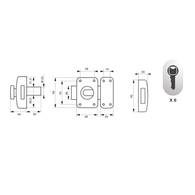 Thirard Paire de verrous CAPITAL DC 45 mm et cylindre profilé HG 30 x 30 mm 6 Thirard Kobleo Thirard Paire de verrous CAPITAL DC 45 mm et cylindre profilé HG 30 x 30 mm 6 Thirard Kobleo
