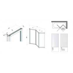 Samo Pare-bain trois panneaux repliables 137-139cm Ht135cm profilé blanc B1 Samo Kobleo