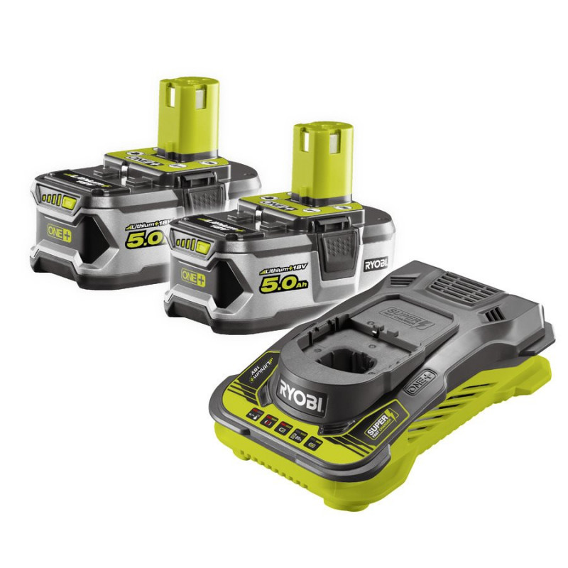 Ryobi Pack 2 batteries Lithium+ 18V One+ 50 Ah chargeur ultra rapide 50 A RC Kobleo