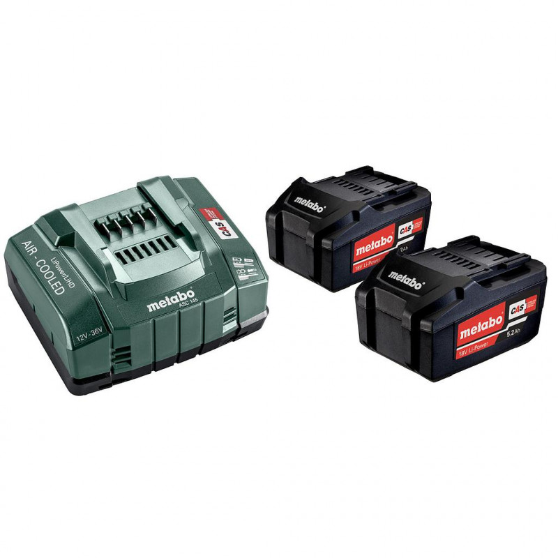 Metabo Pack 2 batteries 18 V Li-Ion 5.2 Ah avec chargeur ASC 145 685051000 Metabo Kobleo