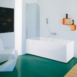 Samo Pare-bain 75-77cm Ht140cm profilé alu chromé brillant arrondi transpar Kobleo Samo Pare-bain 75-77cm Ht140cm profilé alu chromé brillant arrondi transpar Kobleo