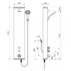 Delabie Panneau douche SECURITHERM thermostatique bicommande Inox Douchette fl Kobleo