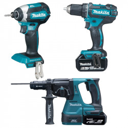 Makita Pack de 3 machines 18V Li-Ion DLX3089T Kobleo