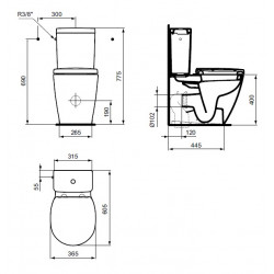 Ideal standard PackWC cuvette sortie horizontale Abattant frein chute Blanc CONNECT S Kobleo Ideal standard PackWC cuvette sortie horizontale Abattant frein chute Blanc CONNECT S Kobleo
