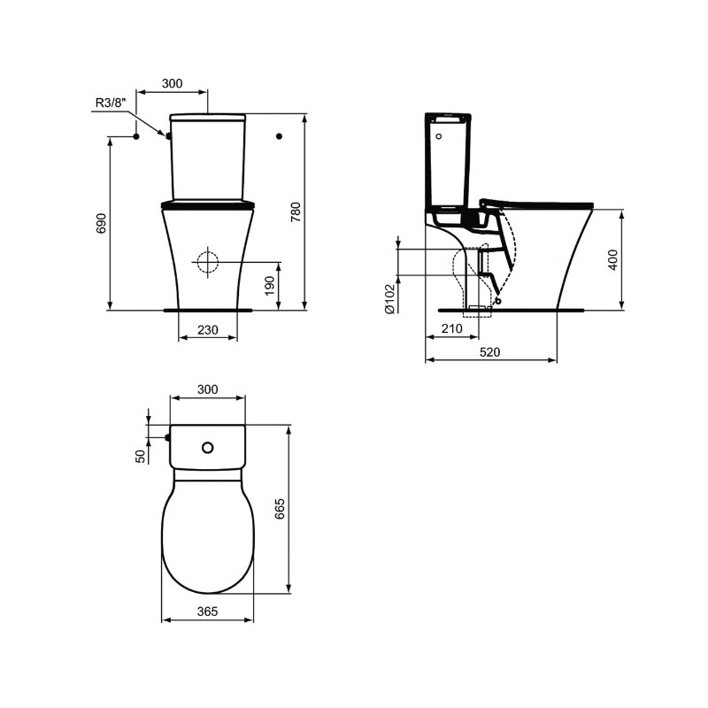 Ideal Standard Pack Wc Cube Sans Bride Sortie Horizontale Blanc L Connect Air