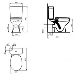 Porcher Pack WC Ulysse prêt à poser avec abattant blanc en porcelaine Kobleo