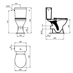 Porcher Pack WC surélevé Ulysse sans bride prêt à poser avec abattant blanc po Kobleo