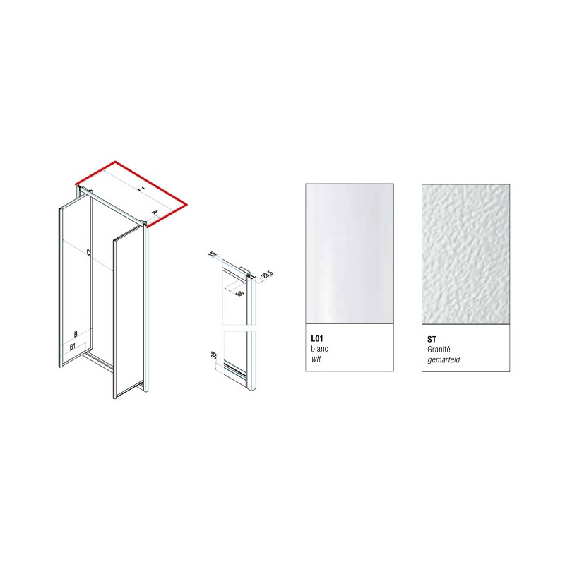 Samo Porte douche 2 battants 69-73cm Ht185cm profilé blanc granité Ciao Kobleo Samo Porte douche 2 battants 69-73cm Ht185cm profilé blanc granité Ciao Kobleo