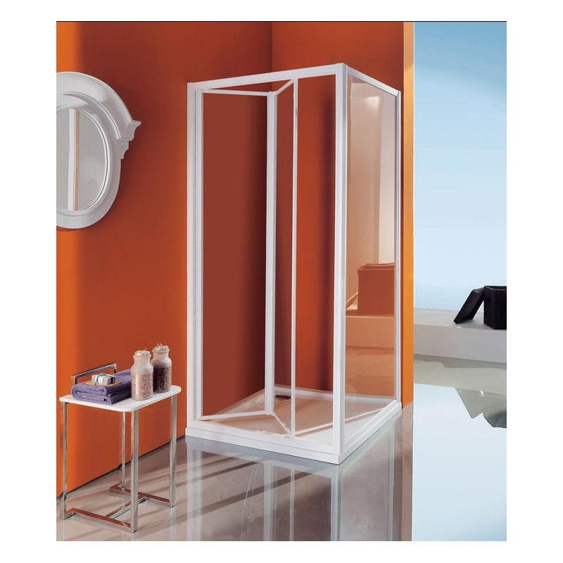Samo Porte de douche pliante 69 73 cm profilés blanc verre transparent CIAO Kobleo