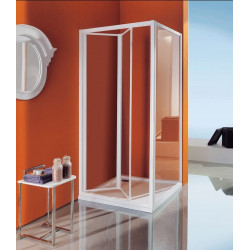 Samo Porte de douche pliante 81 85 cm profilés blanc verre transparent CIAO Kobleo