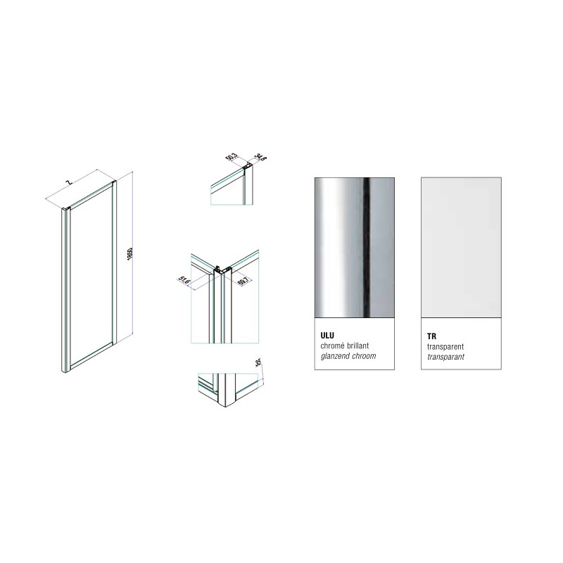 Samo Paroi douche fixe 86-89cm Ht185cm America Kobleo Samo Paroi douche fixe 86-89cm Ht185cm America Kobleo