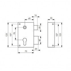 Thirard Boîtier à cylindre profilé 73 x 125 mm Gauche Kobleo