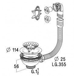 Nicoll Bonde à panier avec trop plein, plateau chromé Diam 114 mm Kobleo