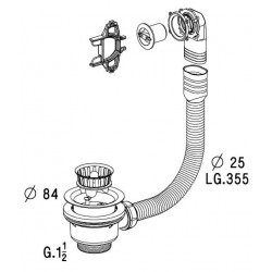 Nicoll Bonde à panier avec trop plein, plateau Diam 84 mm Kobleo