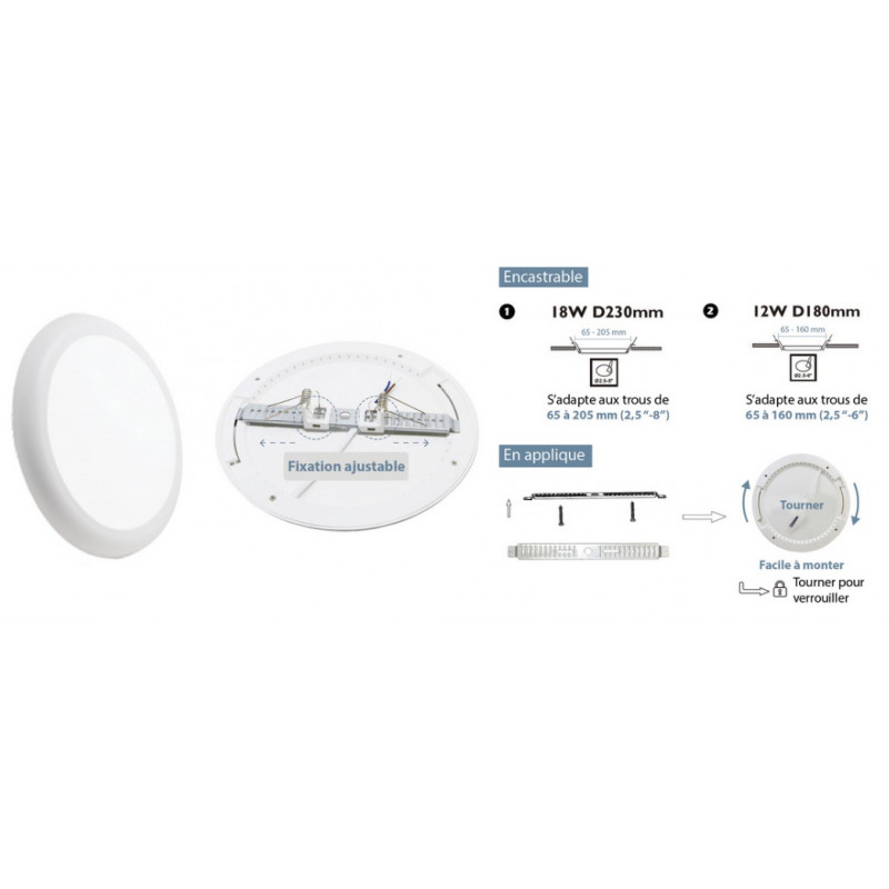 Fox Plafonnier Led encastrable rond Smd 18W 1500Lm 4000K Fox Light Kobleo Fox Plafonnier Led encastrable rond Smd 18W 1500Lm 4000K Fox Light Kobleo