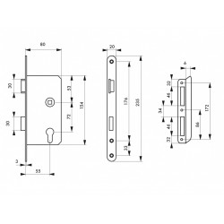 Thirard Boîtier serrure à encastrer à cylindre entraxe 72 mm gauche 55016 Thirard Kobleo