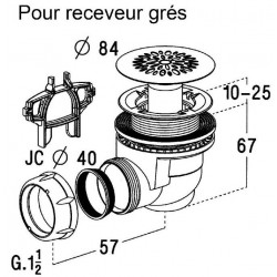 Nicoll Bonde siphoïde en plastique pour receveur Grès orifice Diam 60 mm Kobleo