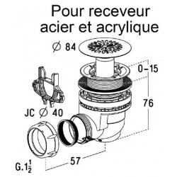 Nicoll Bonde siphoïde en plastique pour receveur Acier Acrylique orifice Diam Kobleo