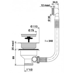Valentin Bonde à panier manuelle pour évier 1 cuve Diam 90 mm Kobleo