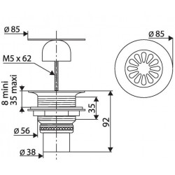 Valentin Bonde siphoïde laiton pour évier grès Diam 60 mm Kobleo