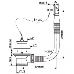 Valentin Bonde plastique avec trop plein diamètre 50 mm Kobleo