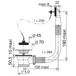 Nicoll Bonde laiton avec trop plein diamètre 50 mm Kobleo