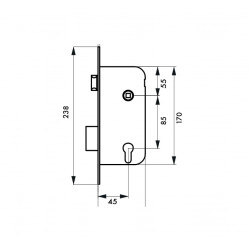 Thirard Boîtier serrure à encastrer à cylindre axe 45 mm têtière laitonnée 943 Thirard Kobleo