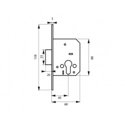 Thirard Boîtier serrure à encastrer à cylindre PDT seul, axe 40 mm 94514 Thirard Kobleo