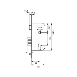 Thirard Boîtier serrure à encastrer à cylindre axe 45 mm 94518 Thirard Kobleo