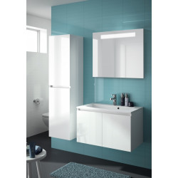 Allibert Colonne 40cm Blanc brillant 2 portes 2 étagères bois amovibles 1 étagè Allibert Kobleo