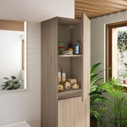 Allibert Colonne 40cm couleur Frêne molina 2 portes 2 étagères amovibles 1 étag Kobleo