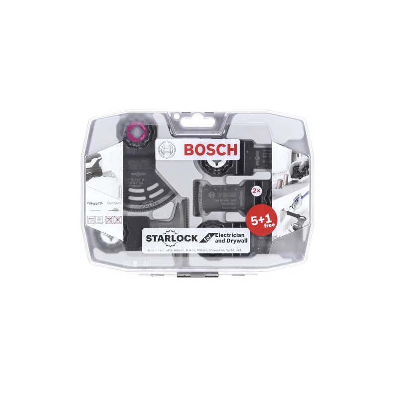 Bosch Coffret 6 lames Starlock spécial électricien et plaquiste outils multi Kobleo Bosch Coffret 6 lames Starlock spécial électricien et plaquiste outils multi Kobleo