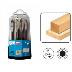 Leman Coffret 10 mèches plates bois 304.500.10 Leman Kobleo Leman Coffret 10 mèches plates bois 304.500.10 Leman Kobleo