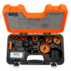 Bahco Coffret de scies trépans bimétal Sandflex 16 à 67 mm 11 pcs 3834-SET-9 Bahco Kobleo Bahco Coffret de scies trépans bimétal Sandflex 16 à 67 mm 11 pcs 3834-SET-9 Bahco Kobleo