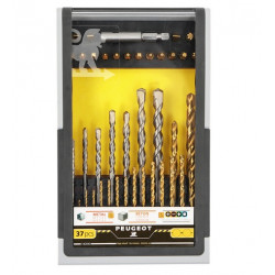 Peugeot Coffret de 37 pièces perçage-vissage pour métal/béton usage intensif Kobleo