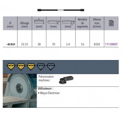 Sidamo Disque diamant expert béton D230x22,23xHt10mm Sidamo Kobleo Sidamo Disque diamant expert béton D230x22,23xHt10mm Sidamo Kobleo