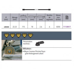 Sidamo Disque Diamant Ultra Speed D. 230 X 22,23 X H 10 Sidamo Kobleo