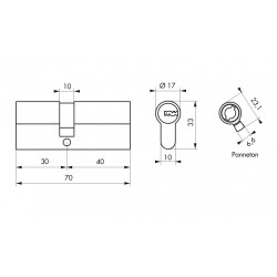 Thirard Cylindre de serrure 30 x 40 mm 5 clés 19769 Thirard Kobleo