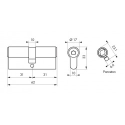 Thirard Cylindre de serrure 31 x 31 mm 4 clés laiton 216730 Thirard Kobleo