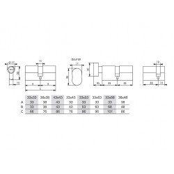 Thirard Cylindre profilé 33 x 63 mm Nickel velours avec 4 clés Atlantic Kobleo