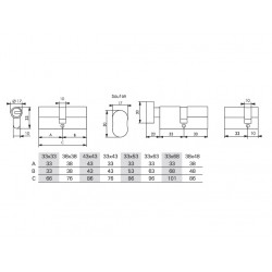 Thirard Cylindre profilé 33 x 63 mm Nickel velours avec 4 clés Atlantic M Kobleo