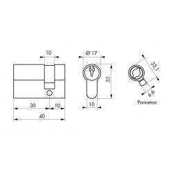 Thirard Demi-cylindre de serrure 30 x 10 mm 3 clés 915940 Thirard Kobleo